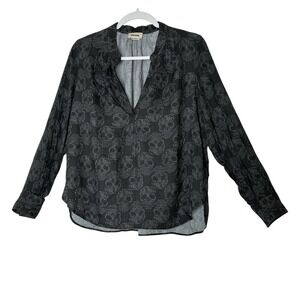 Zadig &‎ Voltaire Top Women's Small Skull Print Long Sleeve Designer Biker Metal